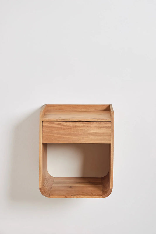 The Serene Sentinel Bed Side Table | Acacia Wood | Natural Finish