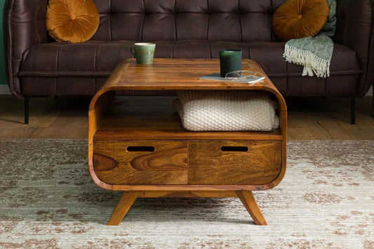Morocco Coffee Table 2 Drawer Coffee | Mango Wood | Honey Finish