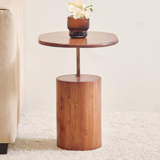 Round End Table Mango Wood
