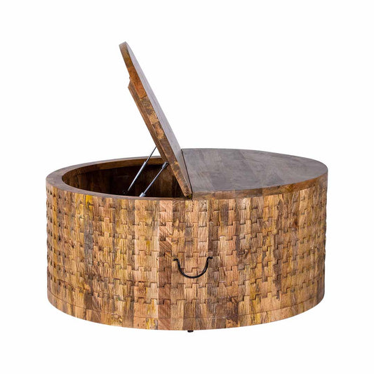 The Roi Round Centre Coffee Table With Storage | Mango Wood