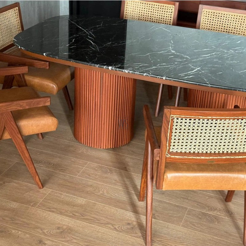 Forge 6 Seater Dining Set | Teak Wood | Marble Top