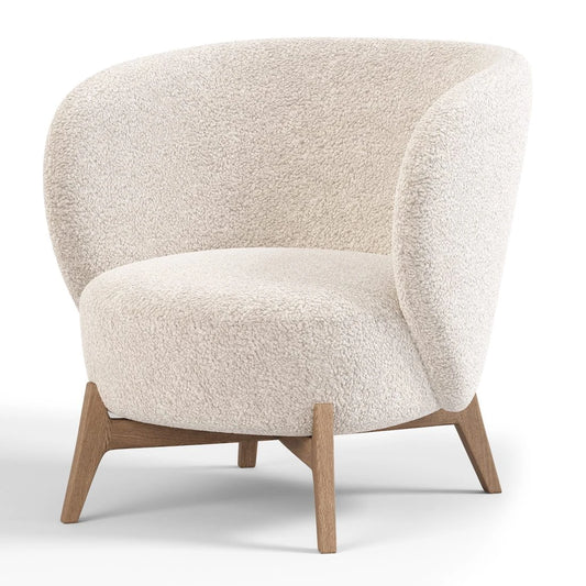 Madhur Accent Chair | Green Boucle | Premium Teak Wood
