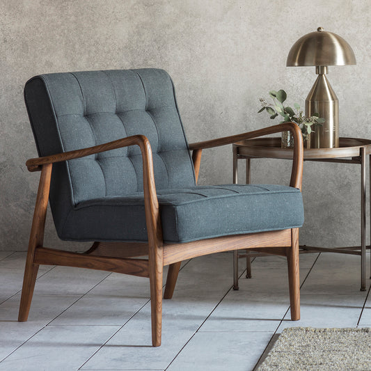Monica Arm Chair | Oak Wood | Fabric