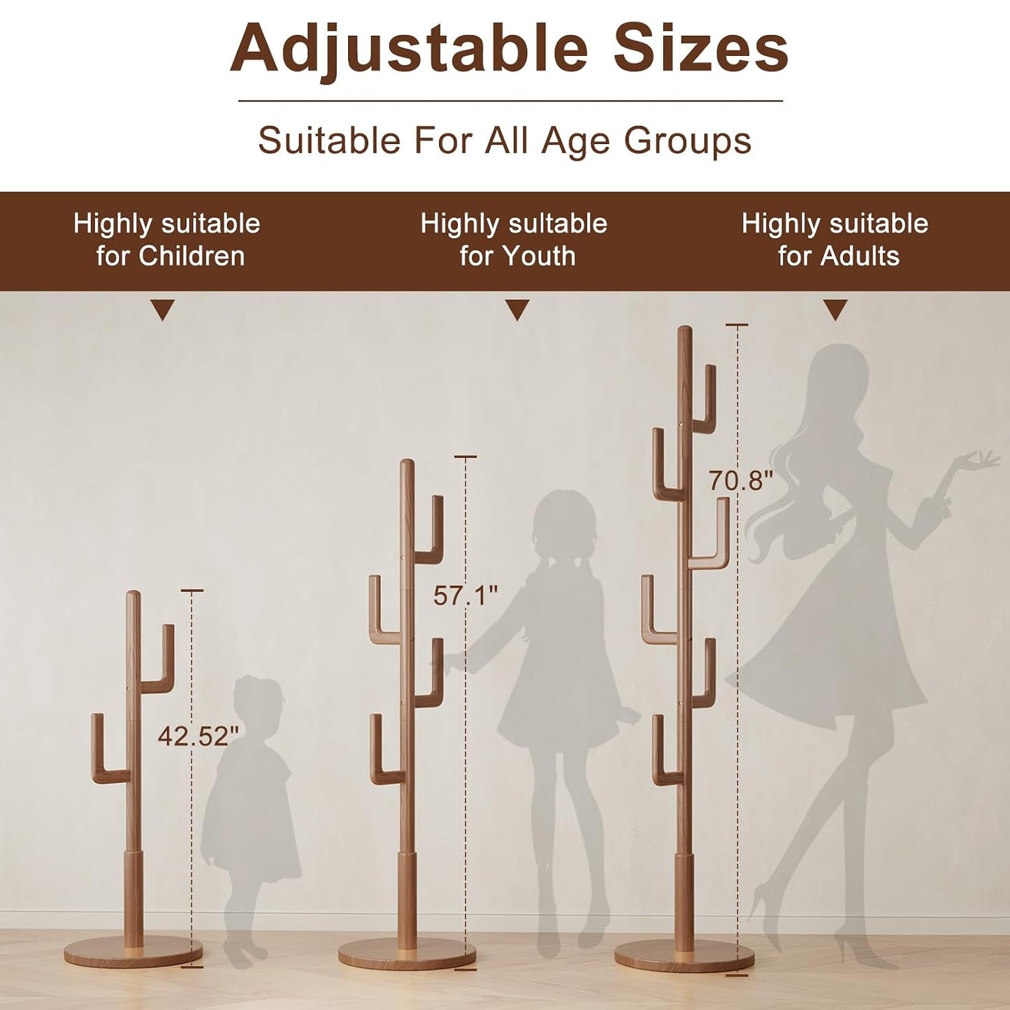 Cactus Coat Rack Stand | Pure Solid Wood