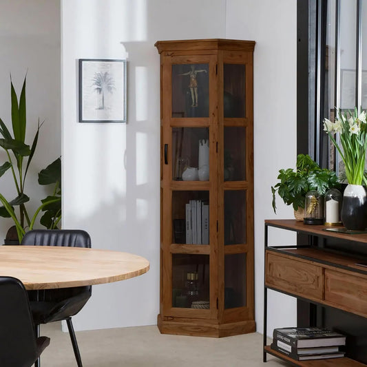Countryside Corner Cabinet Bookshelf | Mango Wood | Honey Finish