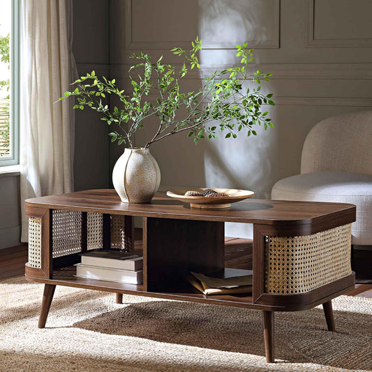 Rattan Center Coffee Table | Premium Sheesham Wood