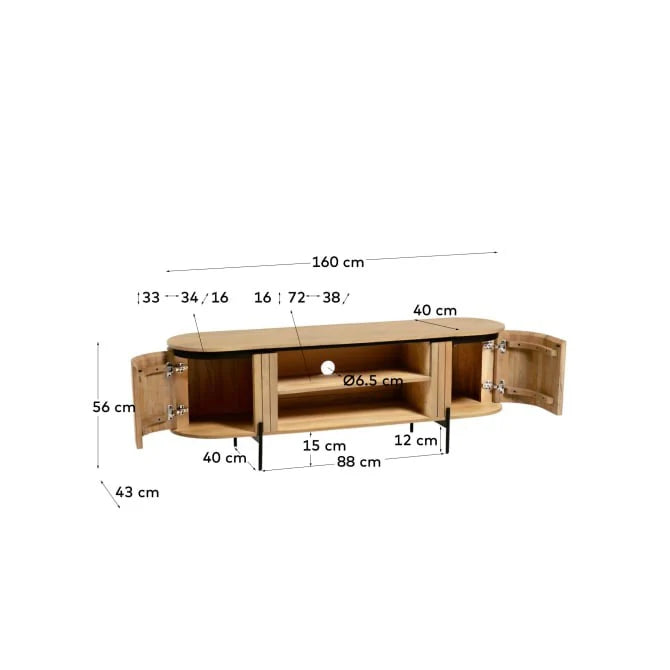 Mist TV Console Unit Small | Solid Wood