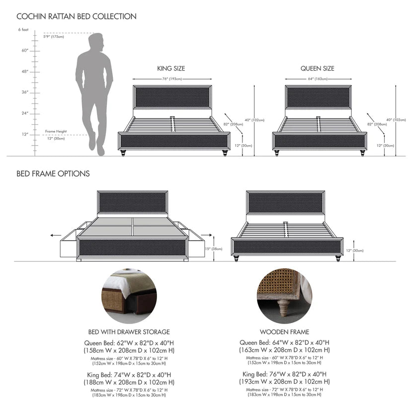 The Cartwright Blue Platform Bed With Storage | Mango Wood