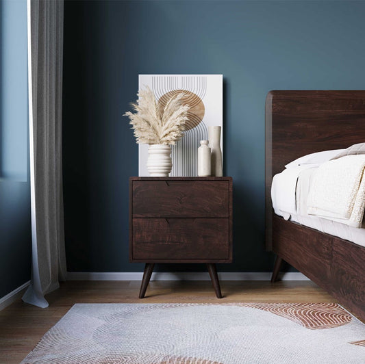 Hamburg Bedside Table Big 2 Drawer Premium Solid Wood Minimalist Furniture