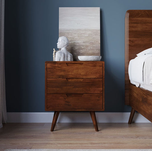 Hamburg Bedside Table 3 Drawer Premium Solid Wood Minimalist Furniture