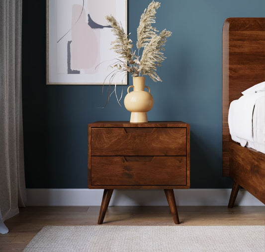 Hamburg Bedside Table 2 Drawer Premium Solid Wood Minimalist Furniture