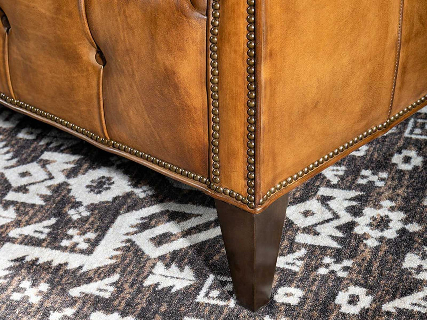 The Belvoir Chesterfield Three Seater Sofa | Caramel Brown | Genuine Leather