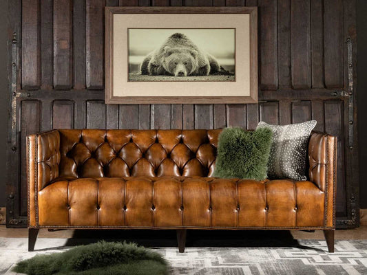 The Belvoir Chesterfield Three Seater Sofa | Caramel Brown | Genuine Leather