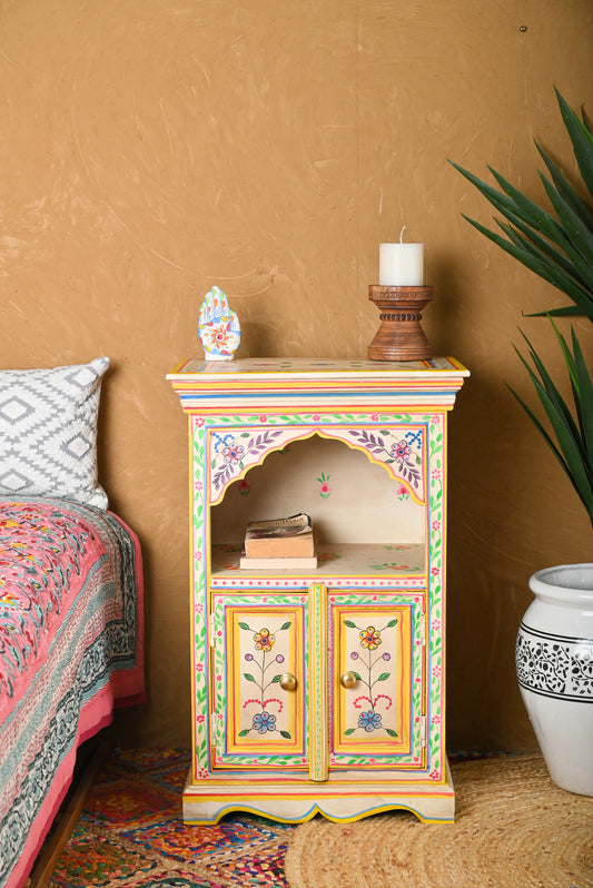 Fulwari Bedside Table Hand carved And Hand Painted Solid Mango Wood #4