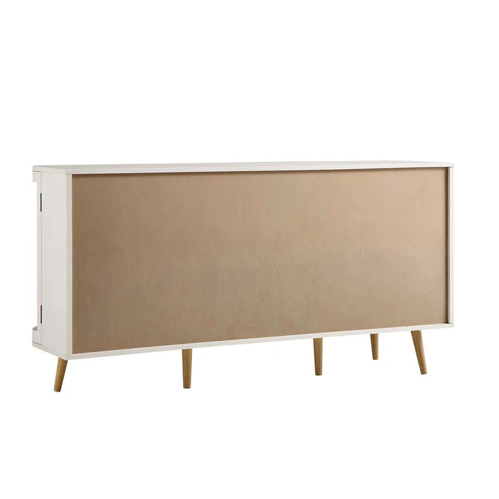 Rattan Weave White Sideboard Cabinet 3 Door | Mango Wood