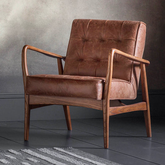 Monica Arm Chair | Oak Wood | Leatherette