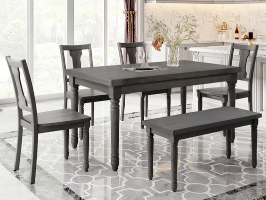 Holland Dark 6 seater Dining Set Premium Sheesham Wooden Furniture