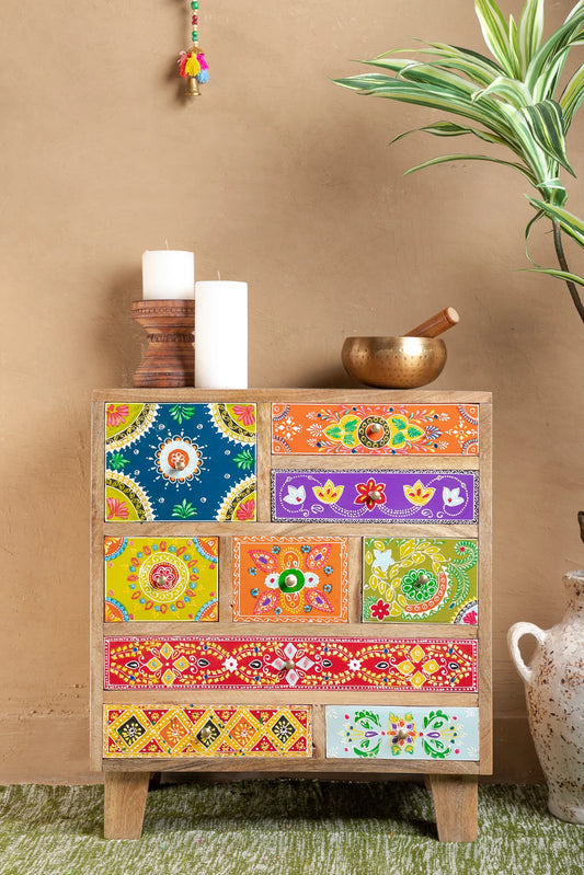 Fulwari Cabinet Handcrafted And Painted Solid Mango Wood #3