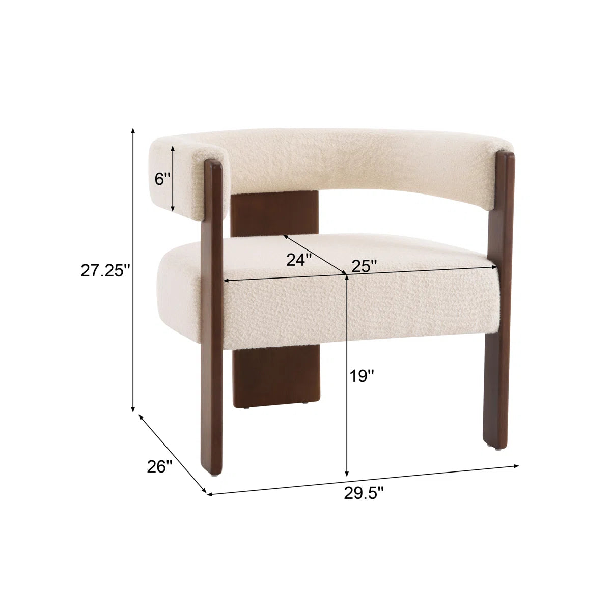 Vellum Modern Upholstered Accent Chair | Teak Wood