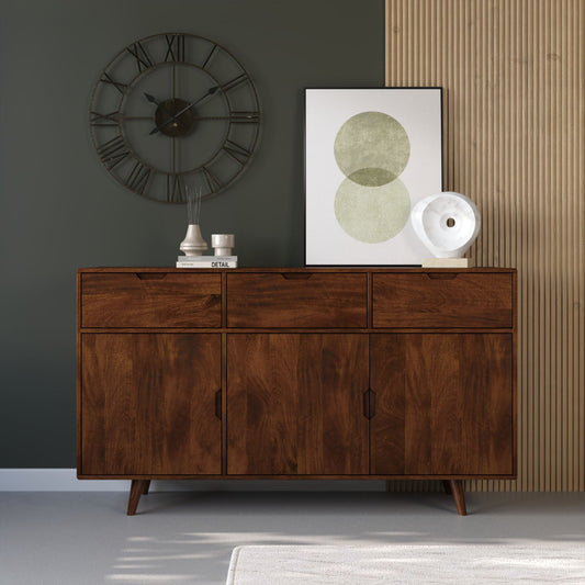 Hamburg Sideboard Storage Cabinet Premium Solid Mango Wood Furniture 3 drawers 3 Cabins