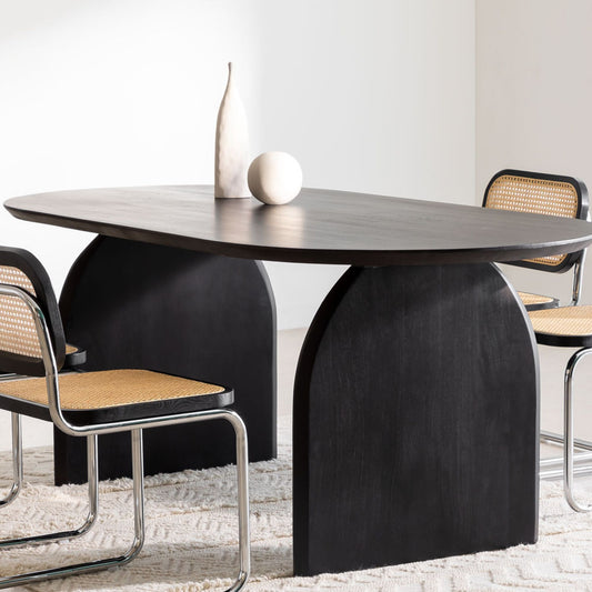 Lyneth Solid Wood Dining Table | Black