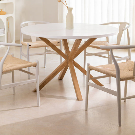 Ristra Round Solid Wood Dining Table | Natural Finish