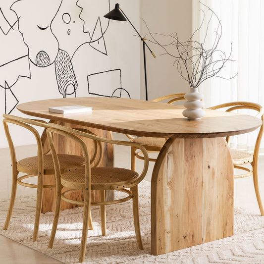 Lyneth Solid Wood Dining Table | Natural Finish
