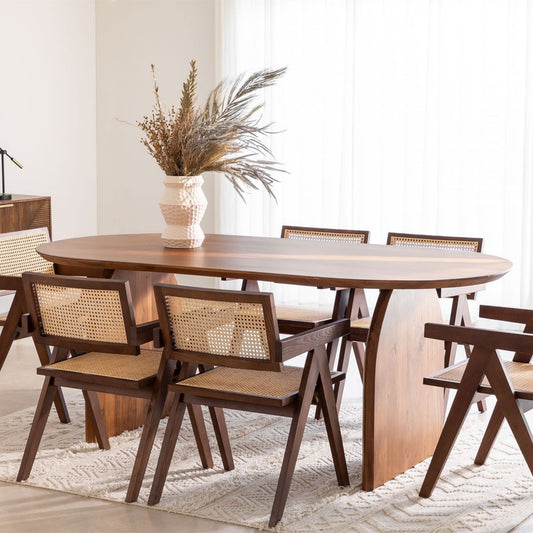Lyneth Solid Wood Dining Table | Honey Finish