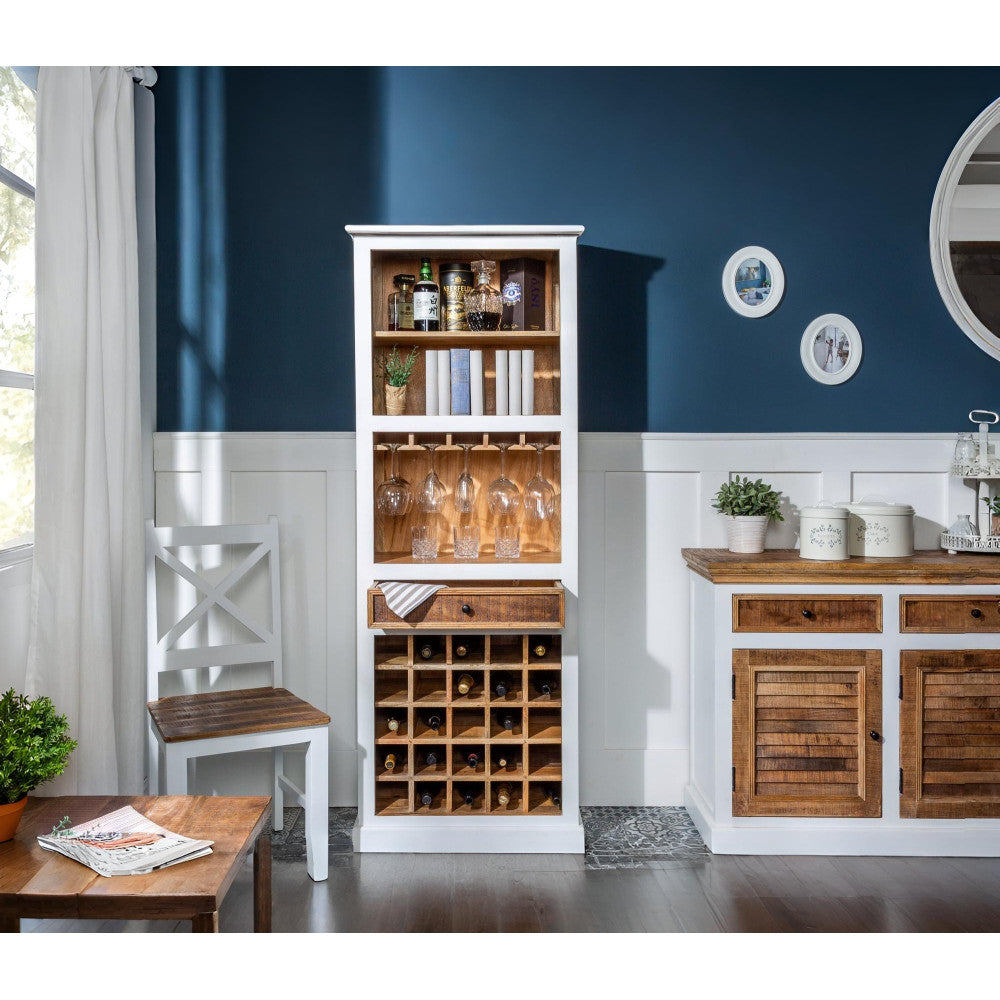 Angel White Rustic Bar Cabinet Storage Unit Premium Wooden