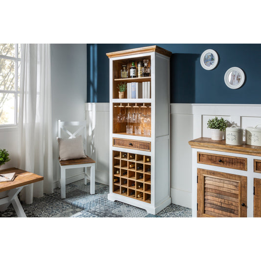 Angel White Rustic Bar Cabinet Storage Unit Premium Wooden Furniture