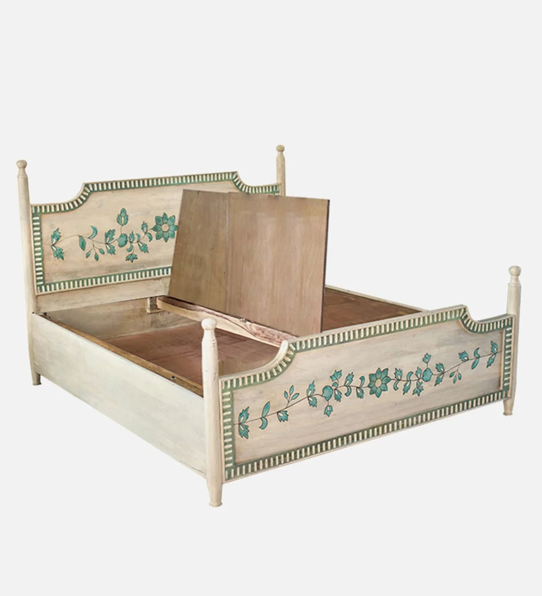 The Chalice Platform Bed With Storage | Mango Wood