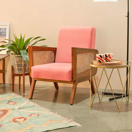 Cozie Red Arm Chair | Sheesham Wood | Natural Finish