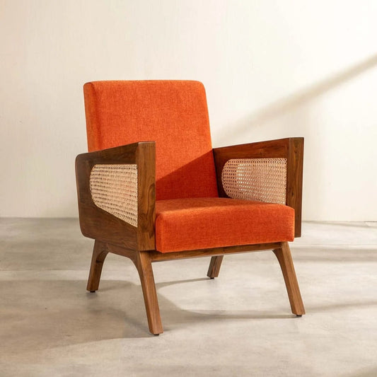 Cozie Yellow Arm Chair | Sheesham Wood | Natural Finish