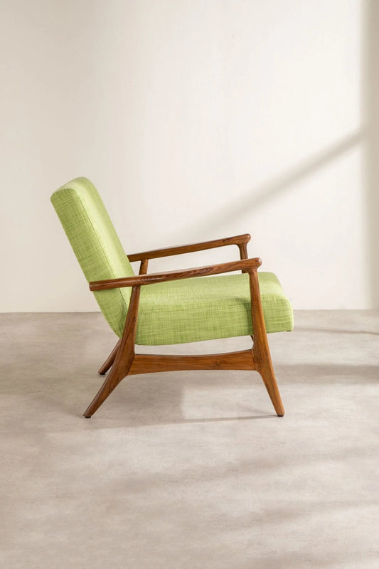 Eirene Lounge Chair Green | Sheesham Wood | Natural Finish