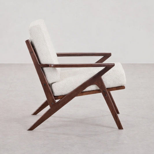 The Diadem Accent Chair | Teak Wood | White Boucle