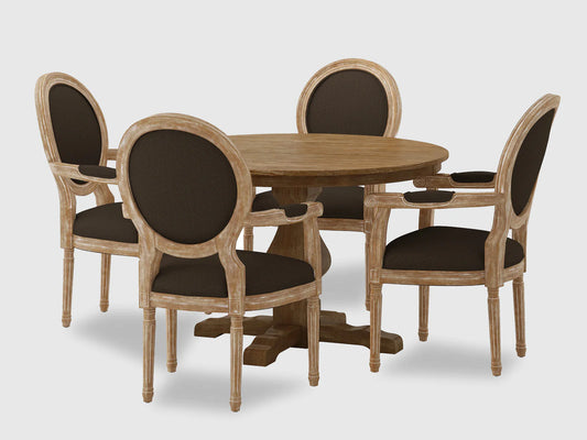 Oxford 4 Seater Dining Set | Premium Oak Wood | Upholstery Chairs