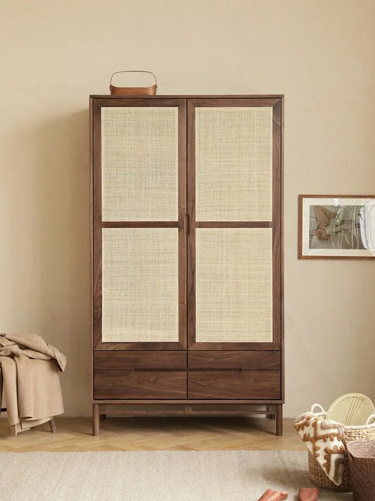 Rattan Weave Wardrobe | Sheesham Wood