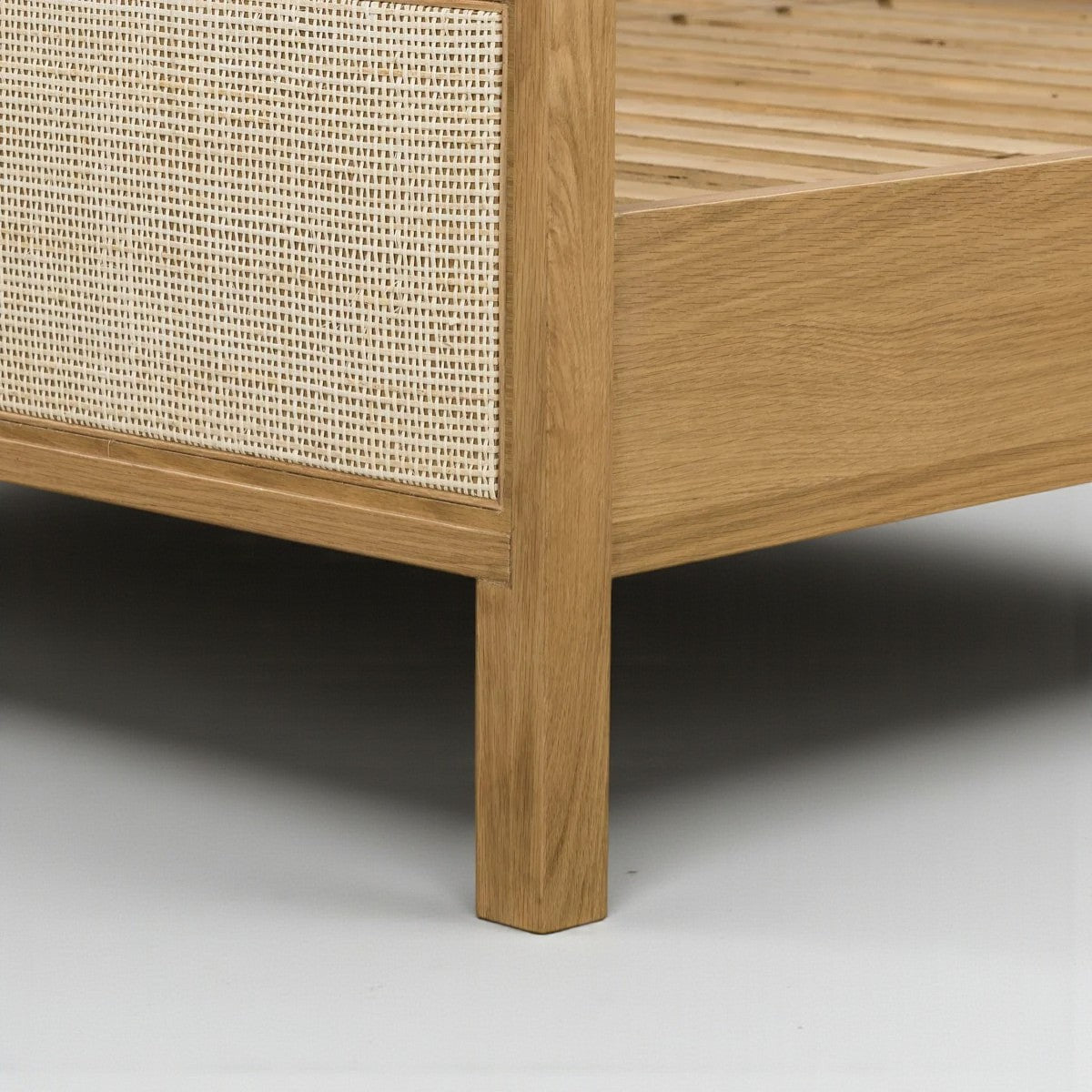 The Caelus Rattan Cage Platform Bed | Teak Wood