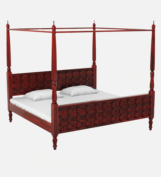 Heritage Four Poster bed | Sheesham Wood | Honey Finish
