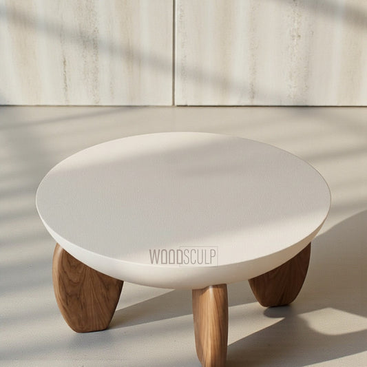 Ikai Center Coffee Table | Teak Wood | White Deco