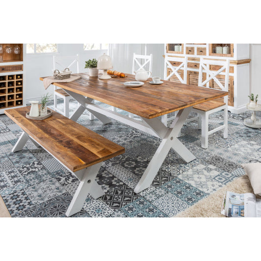Angel White Rustic Dining Set 6 Seater Premium Solid Wooden Furniture