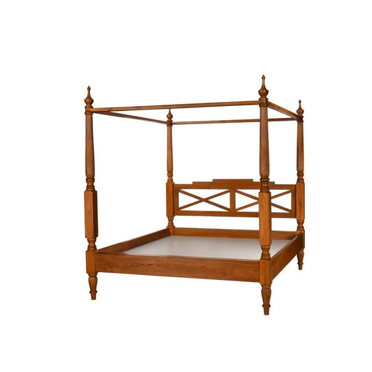 Dunley Teak Mid-century Four Poster Bed | Premium Teak Wood