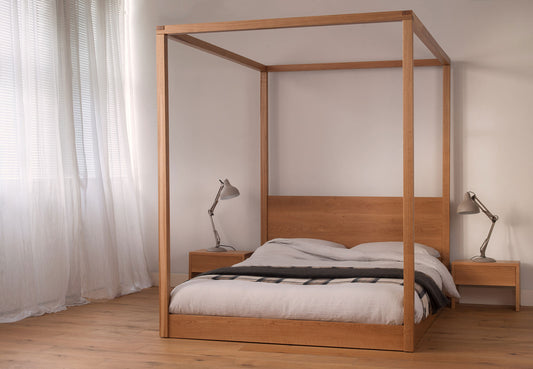 Lumen Minimalist Poster Bed | Teak Wood