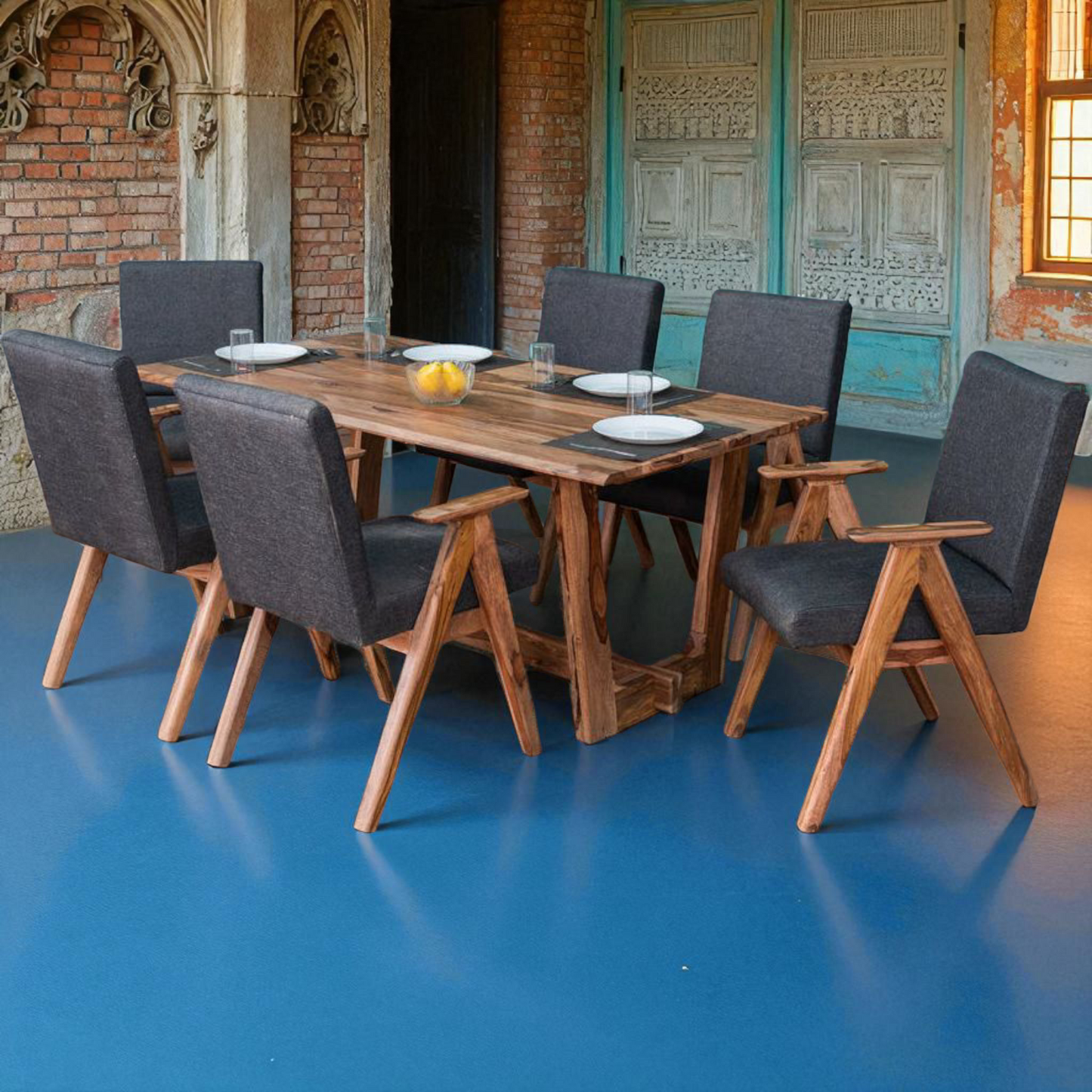 सेंचुरी 6 सीटर डाइनिंग सेट | बबूल की लकड़ी