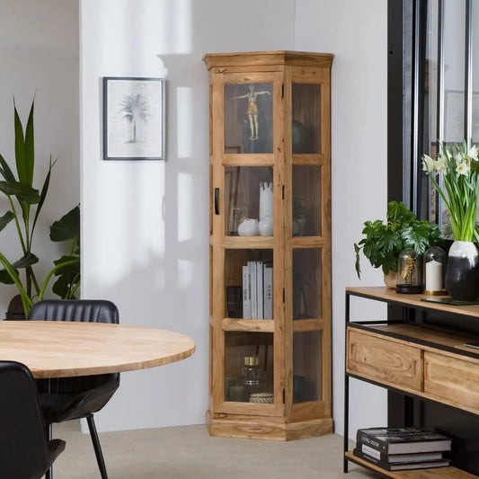 Countryside Corner Cabinet Bookshelf | Mango Wood | Natural Finish