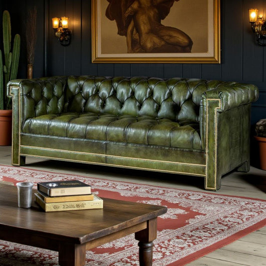 The Huntsman Chesterfield Three Seater Sofa | Green