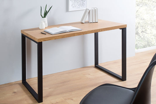 Malda Desk Study And Office Table | Acacia Wood Top | Metal Legs