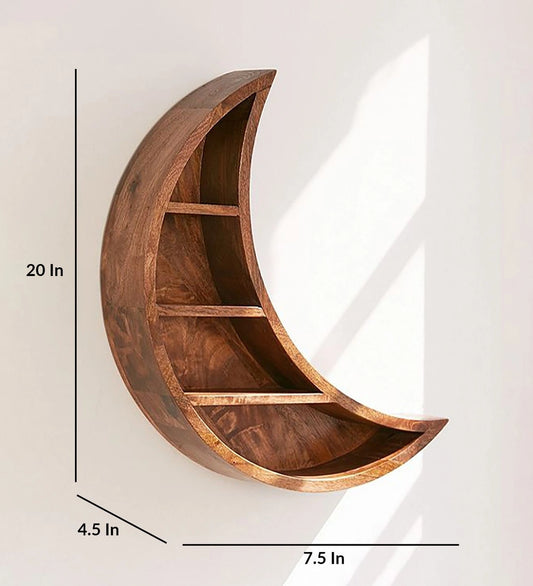 Moon Shaped Wall Shelf Sheesham Wood Wall Decor
