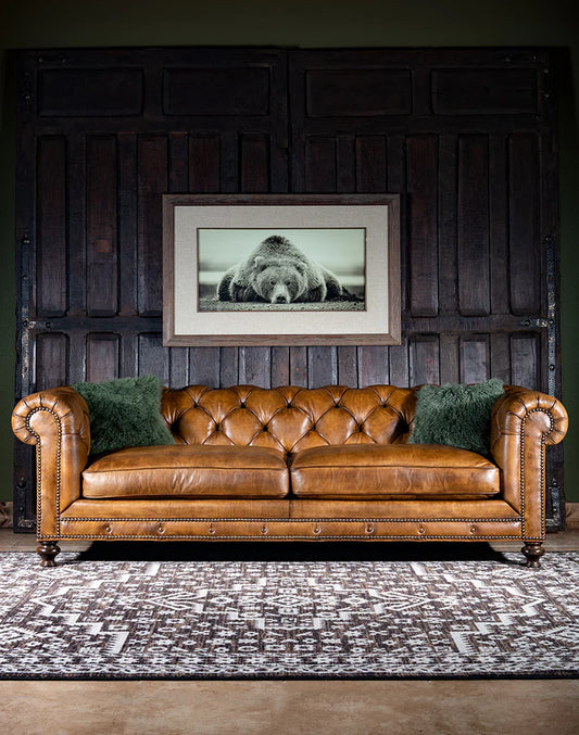 The Cotswold Chesterfield Three Seater Sofa | Caramel Brown