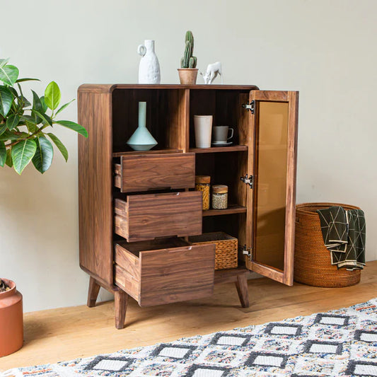 Morocco Low Cupboard Cabinet Storage | Premium Teak Wood | Dark Finish